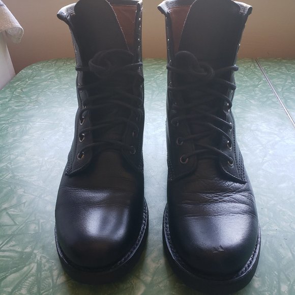 Frye Veronica Combat Boots - Black Vintage Leather - Size 7 - Picture 11 of 13